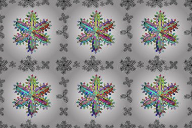 Beyaz arka planda renksiz çiçek deseni. Karalama yaprağı çiçekleri. Çerçeve deseni. Işık. PANO DESIGN. resimleme.