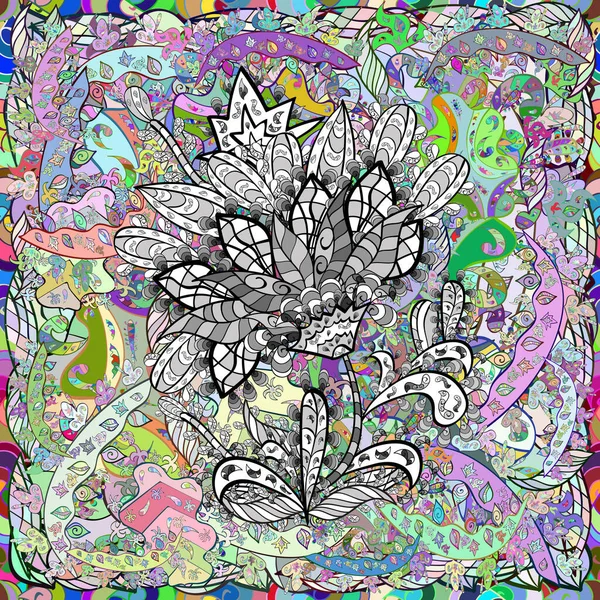 Бесшовный Узор Цветном Фоне Белыми Лепестками Цветка Растровая Картина — стоковое фото