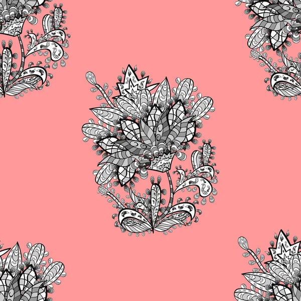 Patrón Sin Costuras Con Flores Garabatos Blancos Sobre Fondo Colorido — Archivo Imágenes Vectoriales