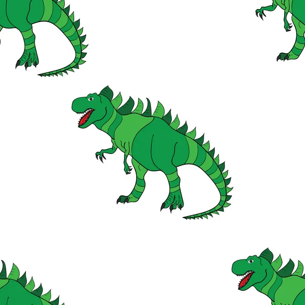 Geometrisches Nahtloses Muster Mit Dinosauriern Farbige Eidechsenartige Dinosaurier Für Verpackungen — Stockvektor