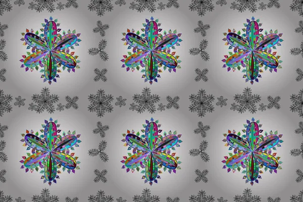 Нежный Красочный Цветочный Узор Белом Фоне Цветы Лепестков Каракулей Каркас — стоковое фото