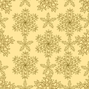 Çiçek elementleri ve ilginç karalamalarla desen. Vektör.