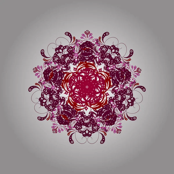 Червона Сніжинка Білому Тлі Квітковими Елементами Векторні — стоковий вектор