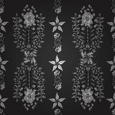 Renkli arka planda kusursuz doku ve karalamalar çiçek elementleri. Vektör illüstrasyonu.