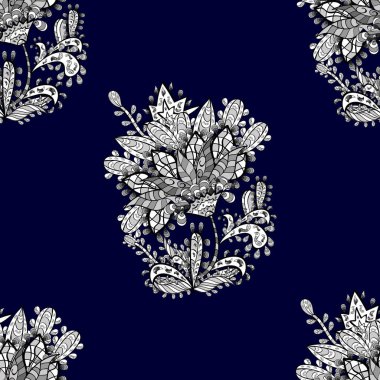 Beyaz karalama elementleriyle kusursuz desen. Raster illüstrasyonu.