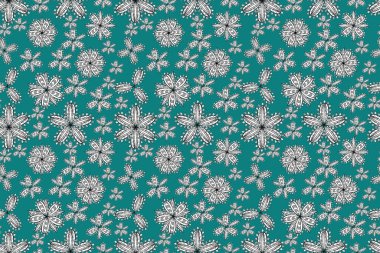 Pano dikişsiz raster desenli beyaz karalamalı çiçekler.