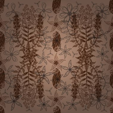 Renkli arka planda çiçek unsurları olan kusursuz bir desen. Vektör illüstrasyonu.