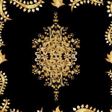 Renkli arkaplanda ilginç karalamalar olan kusursuz desen. Vektör illüstrasyonu.