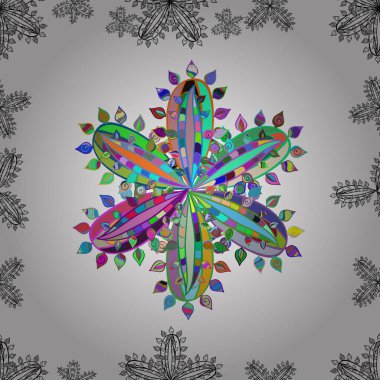 Beyaz arka planda renksiz çiçek deseni. Karalama yaprağı çiçekleri. Çerçeve deseni. Işık.