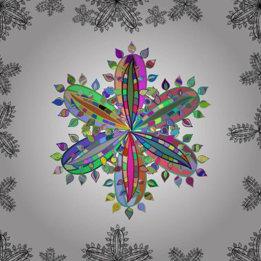 Beyaz arka planda renksiz çiçek deseni. Karalama yaprağı çiçekleri. Çerçeve deseni. Işık.