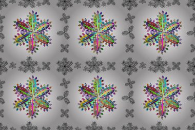 Beyaz arka planda renksiz çiçek deseni. Karalama yaprağı çiçekleri. Çerçeve deseni. Işık. PANO DESIGN. resimleme.