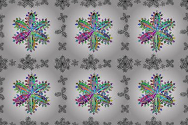 Beyaz arka planda renksiz çiçek deseni. Karalama yaprağı çiçekleri. Çerçeve deseni. Işık. PANO DESIGN. resimleme.