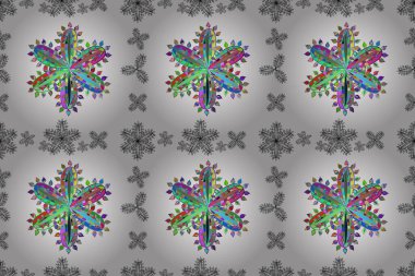 Beyaz arka planda renksiz çiçek deseni. Karalama yaprağı çiçekleri. Çerçeve deseni. Işık. PANO DESIGN. resimleme.