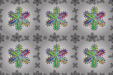 Beyaz arka planda renksiz çiçek deseni. Karalama yaprağı çiçekleri. Çerçeve deseni. Işık. PANO DESIGN. resimleme.