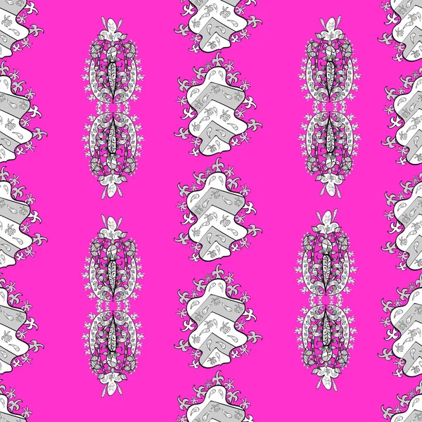 Nahtloses Muster Mit Weißen Floralen Kritzeleien Auf Buntem Hintergrund Vektorillustration — Stockvektor