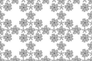 Kusursuz desenli, beyaz arka planda karalama yapraklı çiçekler. Pano. Raster..