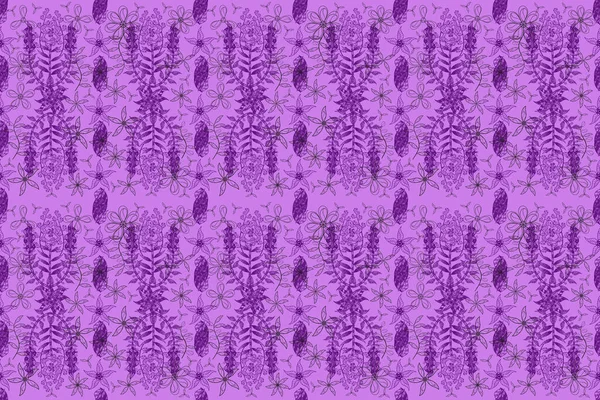 Çiçek elementleri ve bağbozumuyla kusursuz pano deseni. Raster illüstrasyonu.