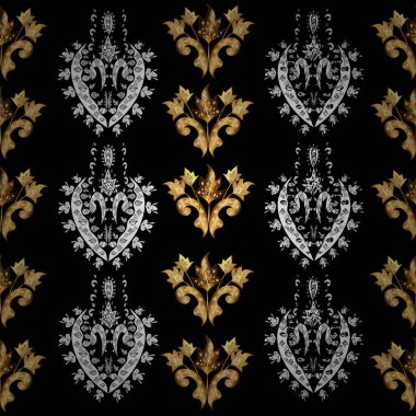 Renkli arkaplanda ilginç karalamalar olan kusursuz desen. Vektör illüstrasyonu.