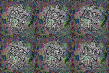 Çiçeksel renkli karalama elementleriyle kusursuz raster pano