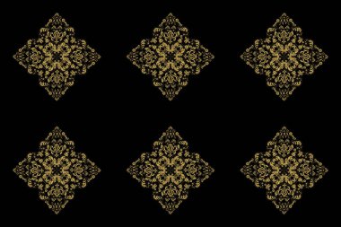 Siyah zemin üzerinde altın elementlerle kusursuz raster pano