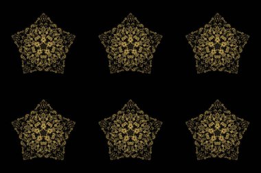 Siyah zemin üzerinde altın elementlerle kusursuz raster pano