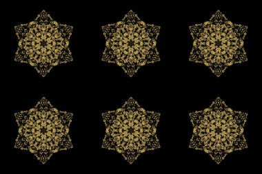 Siyah zemin üzerinde altın elementlerle kusursuz raster pano