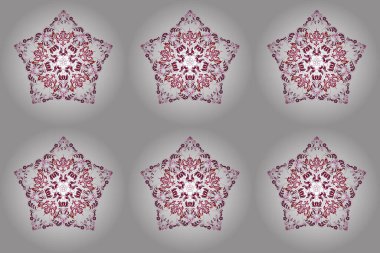 Beyaz arka planda kırmızı ve pembe eski elementlerle kusursuz bir desen. Pano illüstrasyonu. Raster..