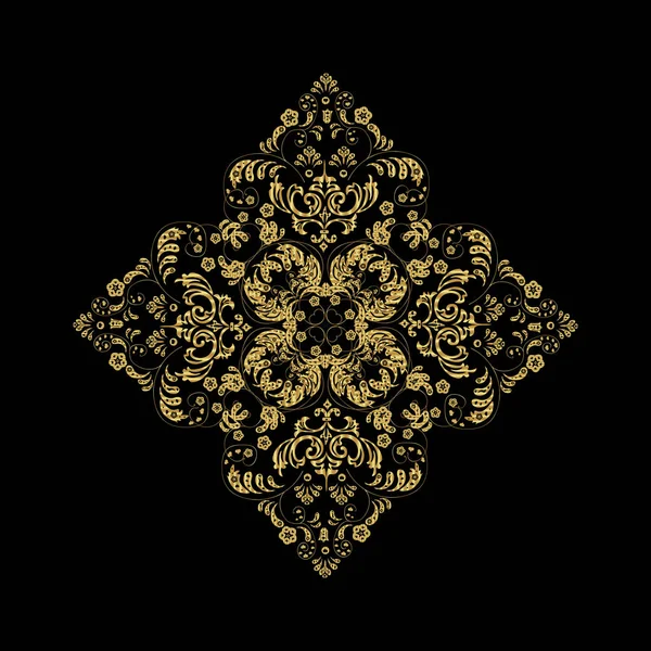 Golden Doodles Dark Black Background Snowflakes Style Raster — Stock Photo, Image