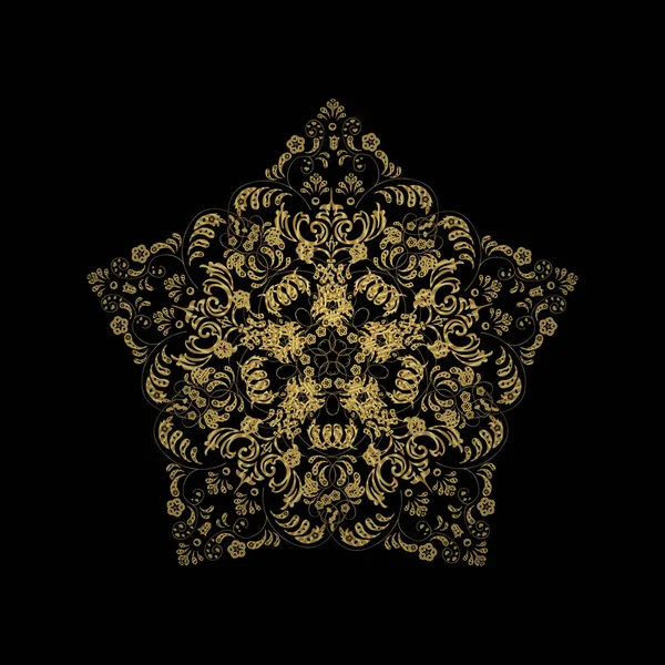 Золотые Каракули Темном Черном Фоне Стиле Снежинки Вектор — стоковый вектор