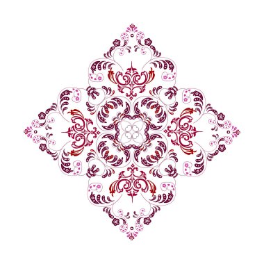 Beyaz arka planda çiçekli kırmızı kar tanesi. Raster..