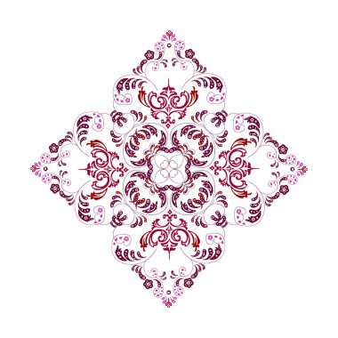 Beyaz arka planda çiçekli kırmızı kar tanesi. Vektör.