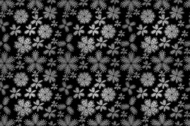 Pano dikişsiz raster desenli beyaz karalamalı çiçekler.