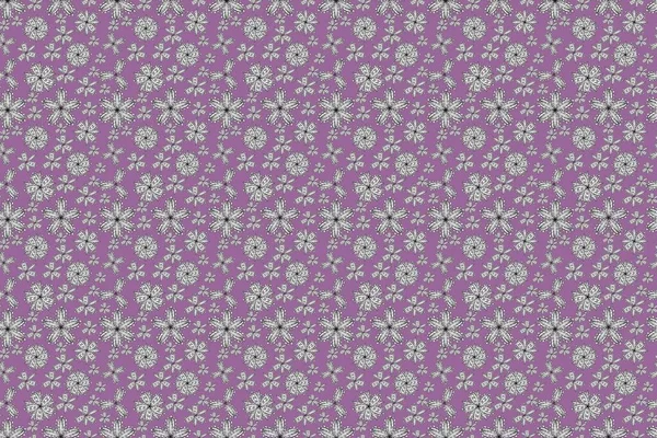 Seamless Pano Raster Pattern White Doodles Flowers Pink — Stock Photo, Image