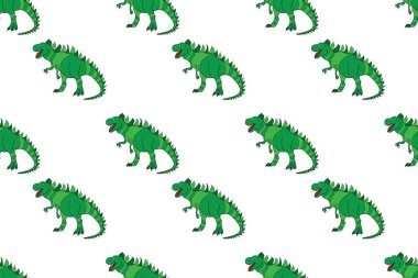 Dinozorlarla birlikte geometrik kusursuz desen. Renkli kertenkele benzeri dinozorlar paketleme ya da giydirme için. Saurischian dinozorları.