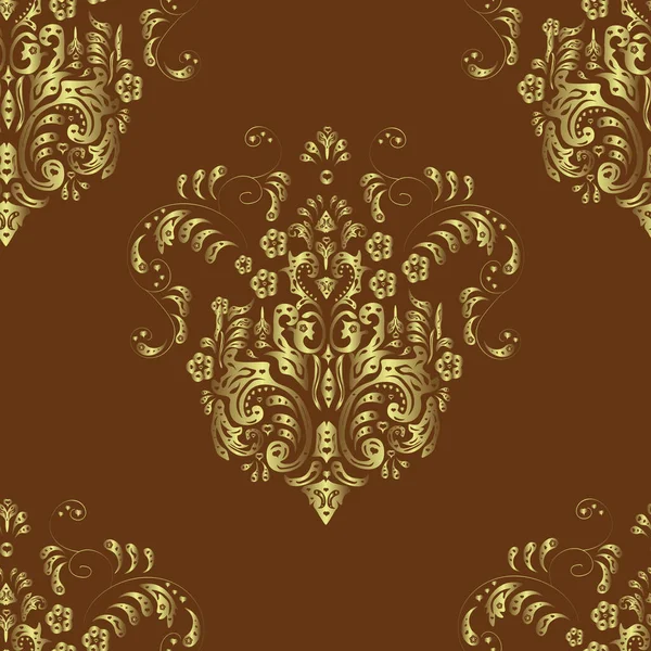 Seamless vintage pattern with golden elements on colorfil background — Stock Photo, Image