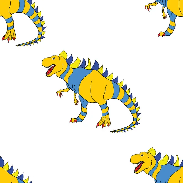 Patrón Geométrico Sin Costura Con Dinosaurios Dinosaurios Parecidos Lagartos Color — Archivo Imágenes Vectoriales
