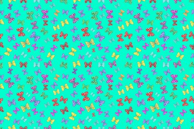 Renkli arkaplanda ilginç karalamalar olan kusursuz desen. Pano. Raster illüstrasyonu.