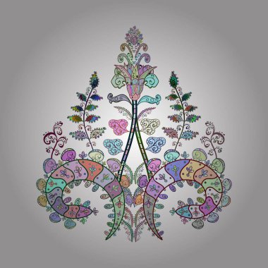 Renkli arkaplanda ilginç karalamalar var. Vektör illüstrasyonu.