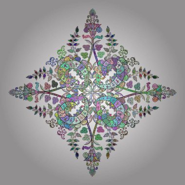 Renkli arkaplanda ilginç karalamalar var. Vektör illüstrasyonu.