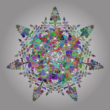 Renkli arkaplanda ilginç karalamalar var. Vektör illüstrasyonu.