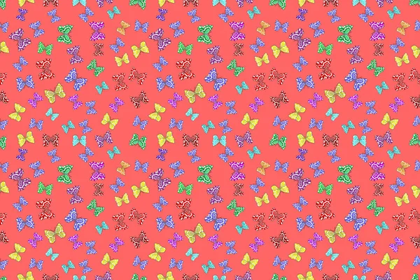 Seamless pattern with interesting doodles on colorfil background. Raster illustration. — Stock Photo, Image