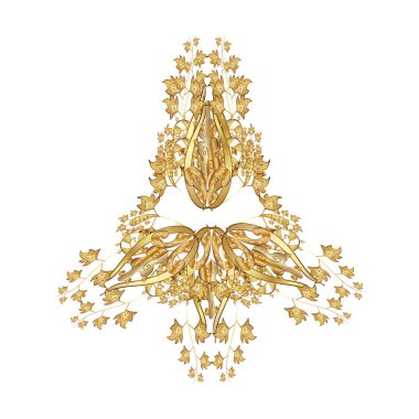 Kar Tanesi simgesi, beyaz arkaplanda altın sarısı ile izole edilmiş