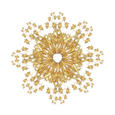 Kar Tanesi simgesi, beyaz arkaplanda altın sarısı ile izole edilmiş