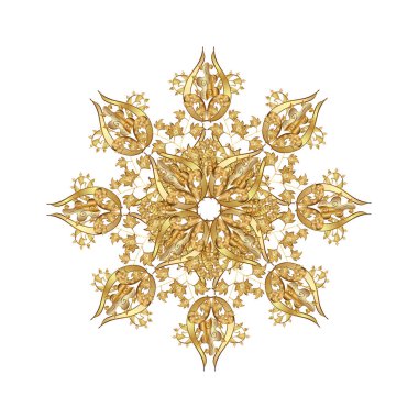 Kar Tanesi simgesi, beyaz arkaplanda altın sarısı ile izole edilmiş