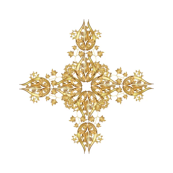 Snowflake Icon Isolated White Background Golden — Stock Photo, Image