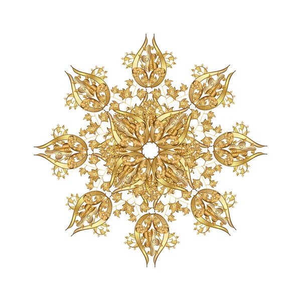 Піктограма Сніжинки Ізольована Білому Тлі Золотими — стокове фото