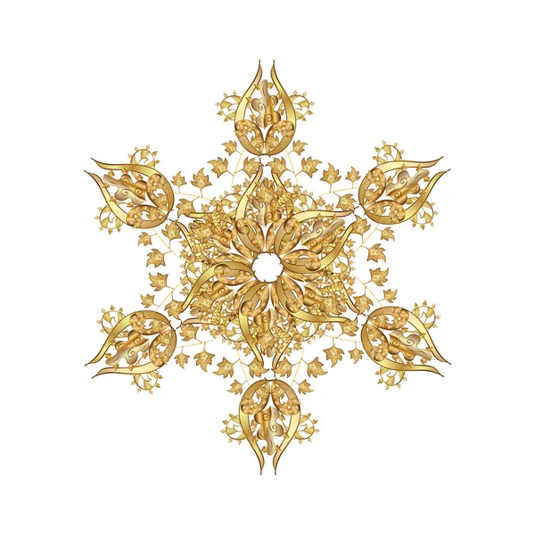 Snowflake Εικονίδιο Απομονώνονται Λευκό Φόντο Χρυσό — Φωτογραφία Αρχείου