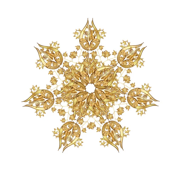 Піктограма Сніжинки Ізольована Білому Тлі Золотими — стокове фото