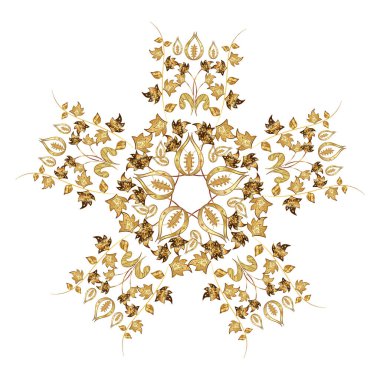 Kar Tanesi simgesi, beyaz arkaplanda altın sarısı ile izole edilmiş