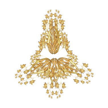 Kar Tanesi simgesi, beyaz arkaplanda altın sarısı ile izole edilmiş